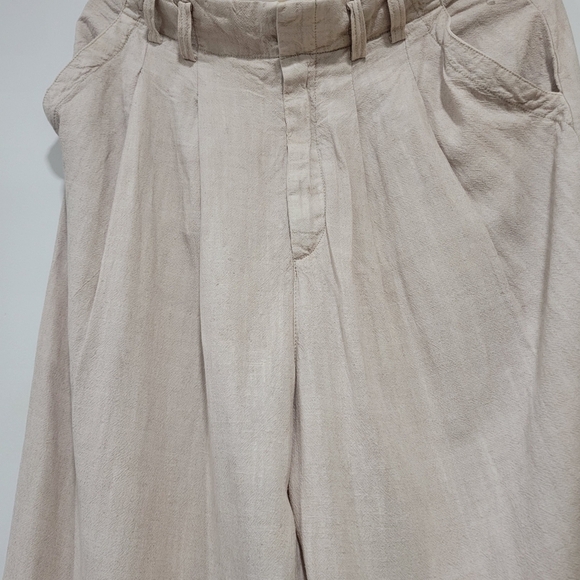 NWOT Free People  Beige Wide Leg High Rise Pleat Trousers Pants Size 10 - Picture 3 of 12